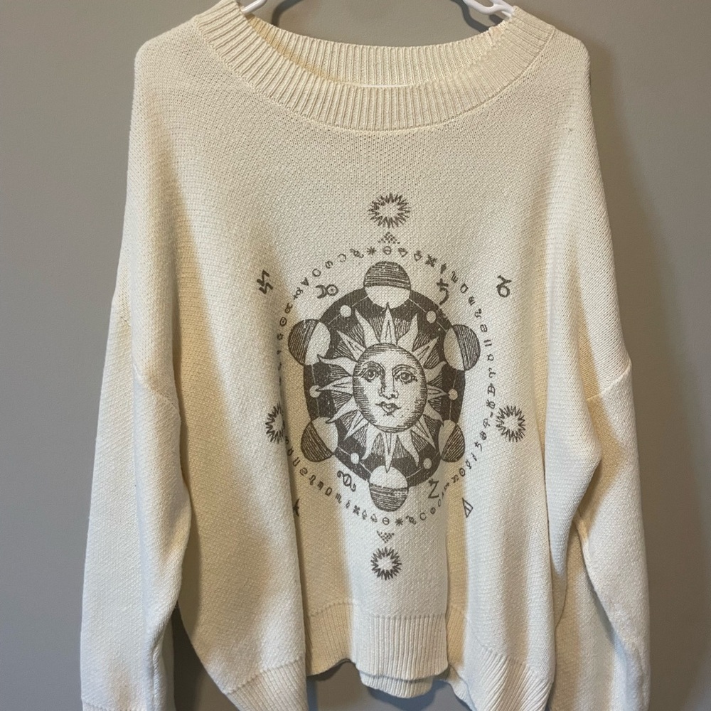 Cream Sun Motif Sweater